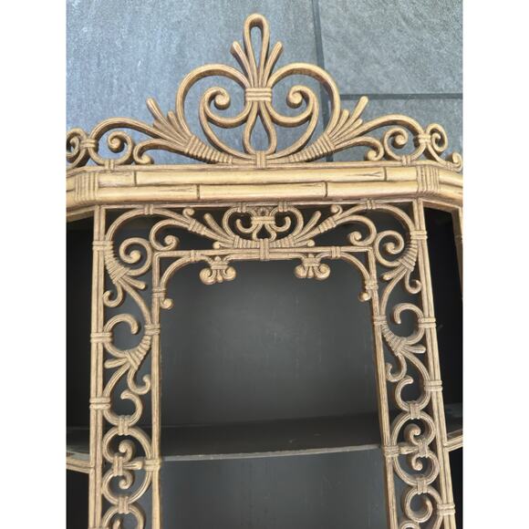 Vintage Homco Syroco Faux Rattan Bamboo Plastic Ornate Wall Cabinet 3609 - Picture 4 of 13